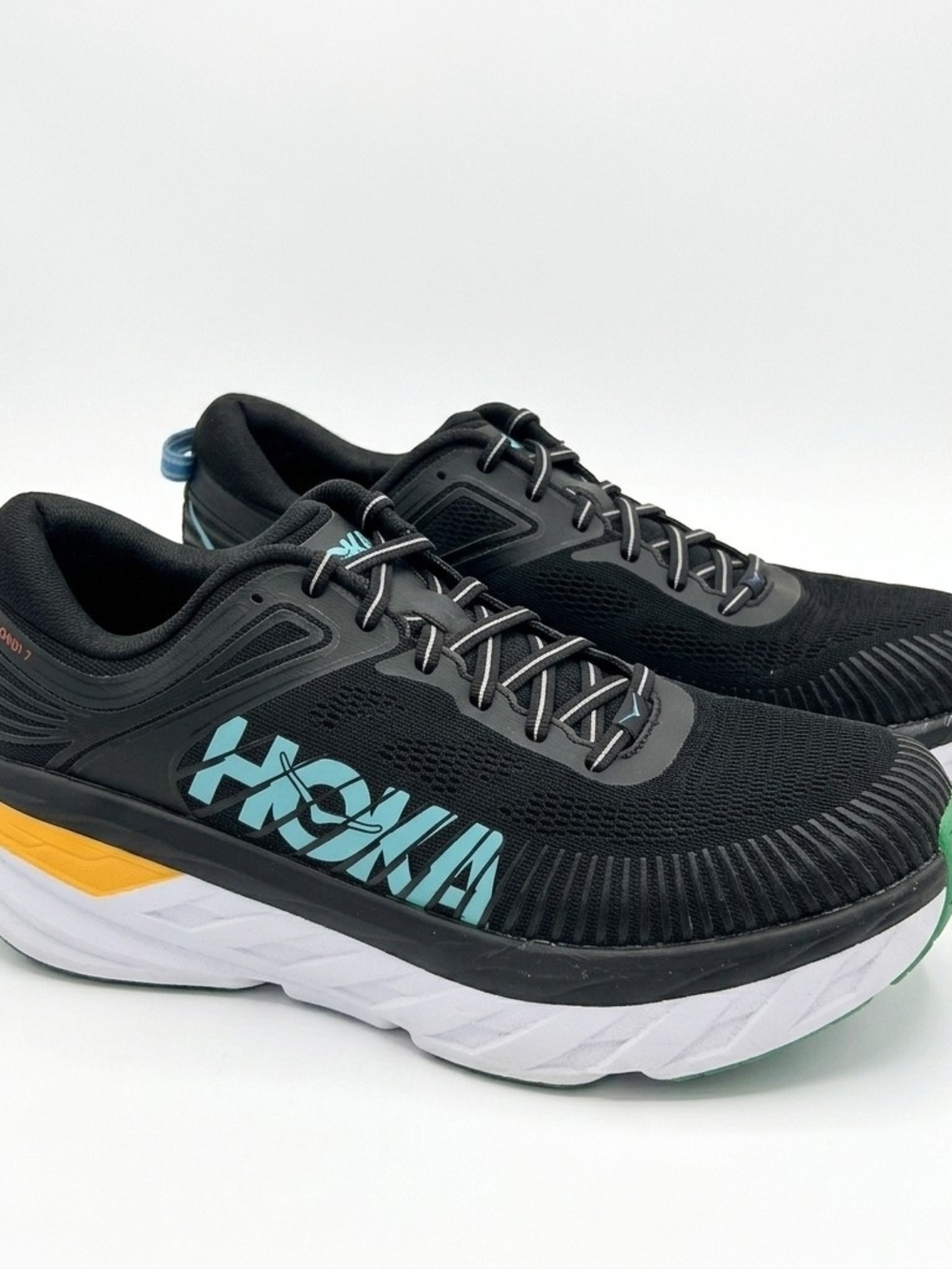 Hoka Men’s Black, Teal & Yellow Bondi Running Shoes Size 12.5